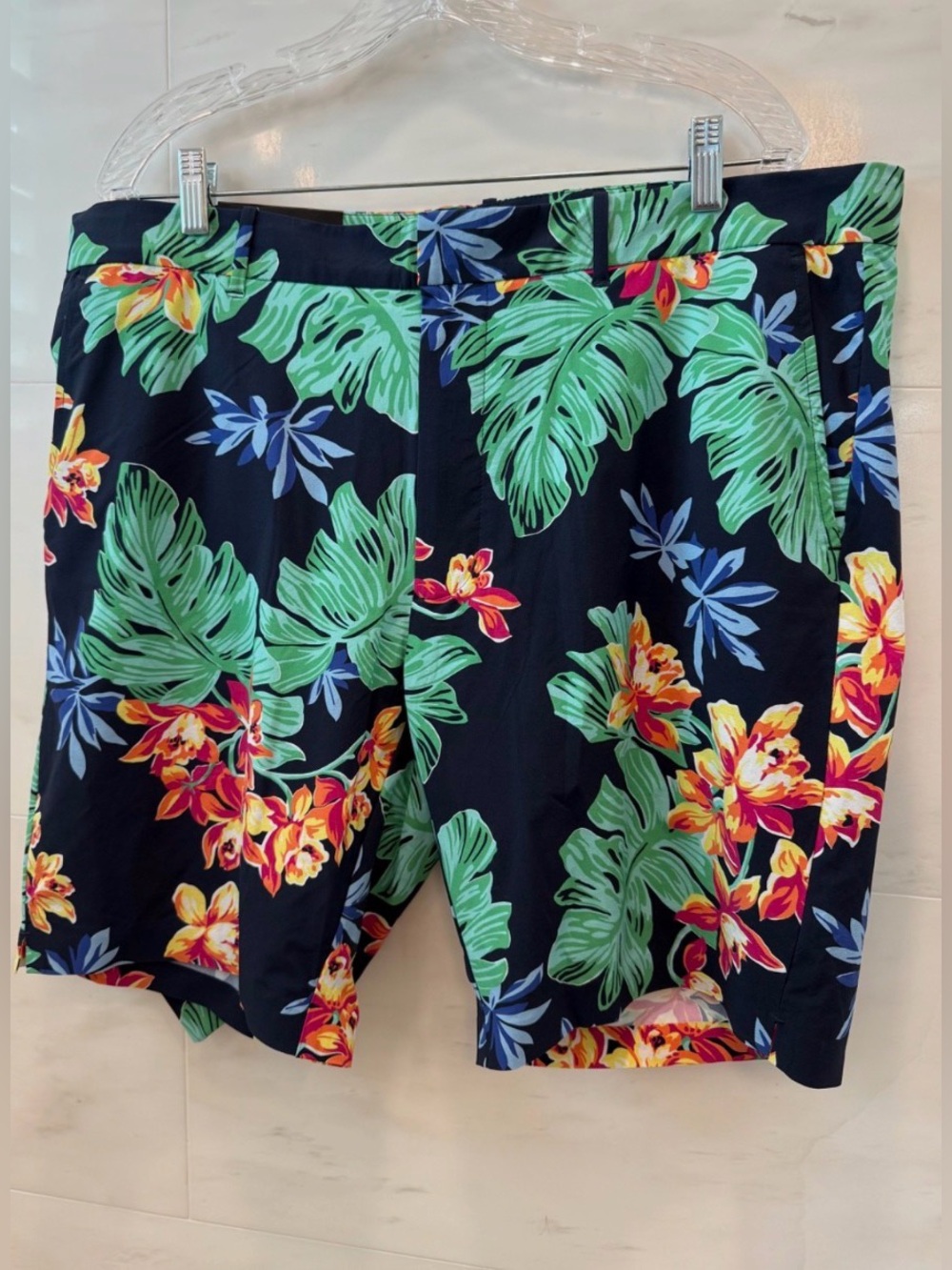 NWT RLX Ralph Lauren Tropical Stretch Active Trunk Bathing Suit Shorts sz 38 Q30